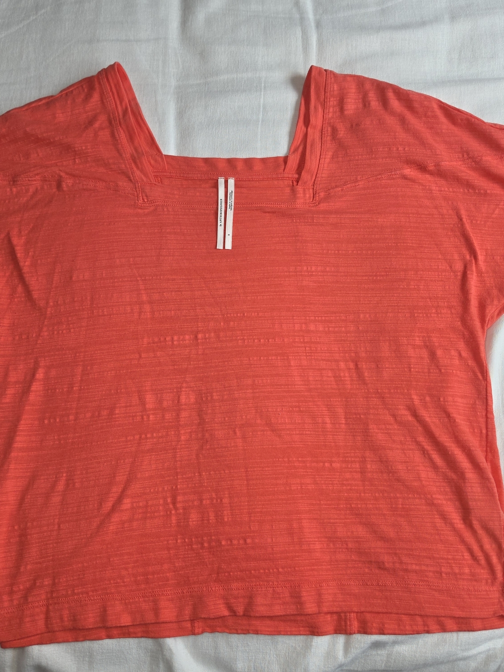 Anthropologie Coral Square-Neck Short Sleeve Tee